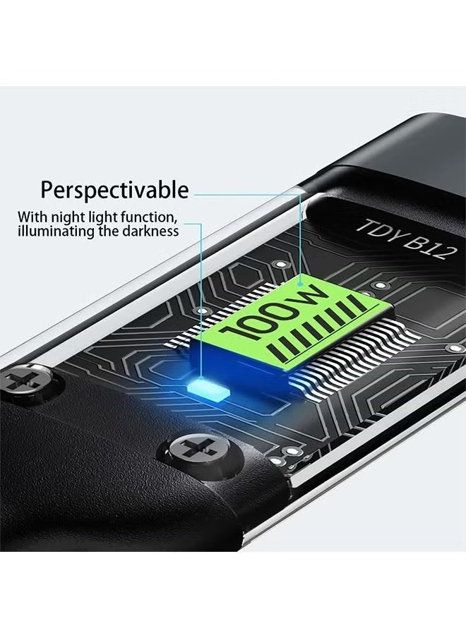X-level - 100W Fast Charging Cable 3 in 1 USB Data Cables Transparent with LED Indicator Nylon Braided Multiple Charger Adapter Cord with Type C Micro USB Port for Cell Phones Tablets - Image 1
