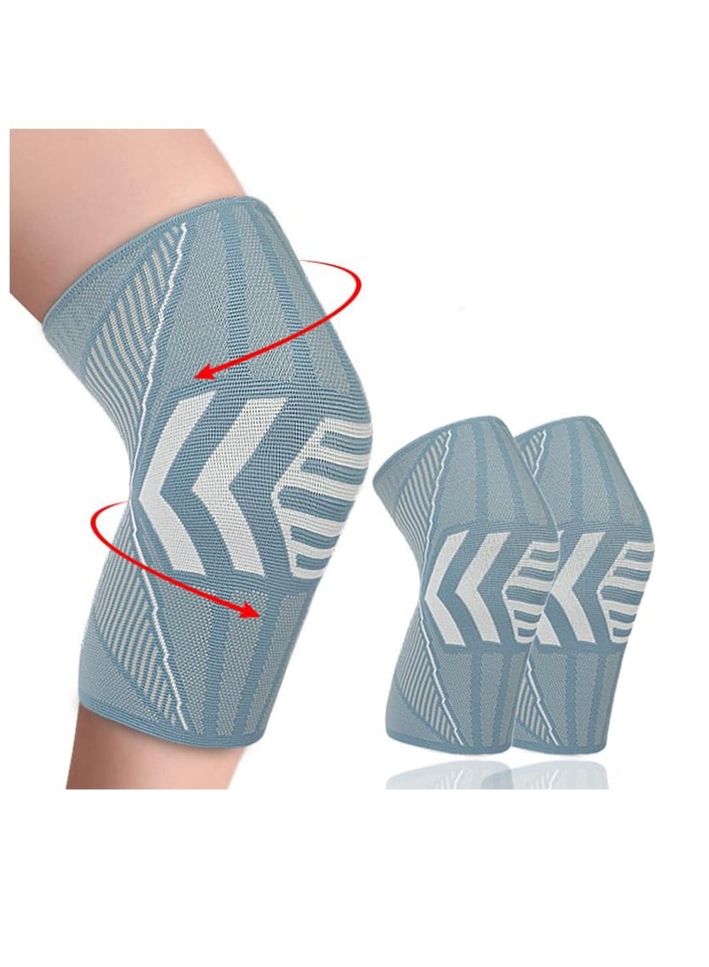 SOLARAE Professional Knee Brace, 2 Pack XL Knee Compression Sleeve Support, Knee Protector Pads for Running Basketball, Knee Pain Relief and Support, Meniscus Tear ACL Arthritis, Ligament Injury Recovery - Image 1