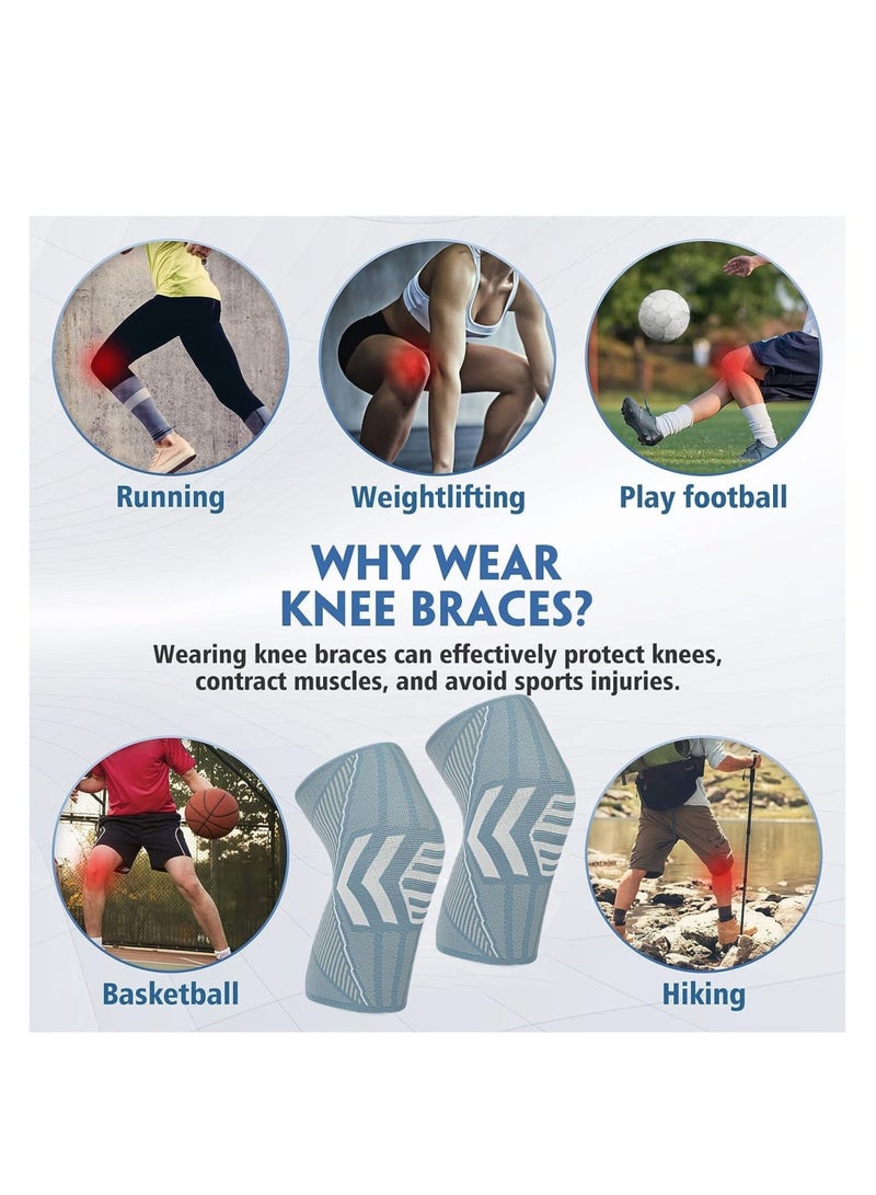 SOLARAE Professional Knee Brace, 2 Pack XL Knee Compression Sleeve Support, Knee Protector Pads for Running Basketball, Knee Pain Relief and Support, Meniscus Tear ACL Arthritis, Ligament Injury Recovery - Image 5