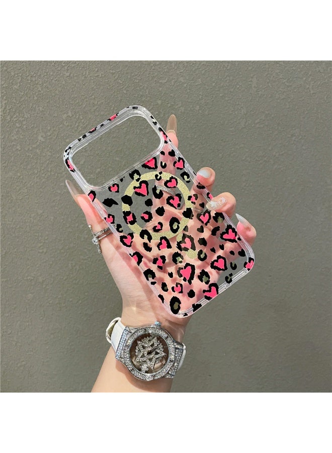 مناسبة ل iPhone 17 برو الشفاف المغناطيسي حماية الشفط شل ، وحماية ضد السقوط ، ونمط النمر الأحمر - Image 3