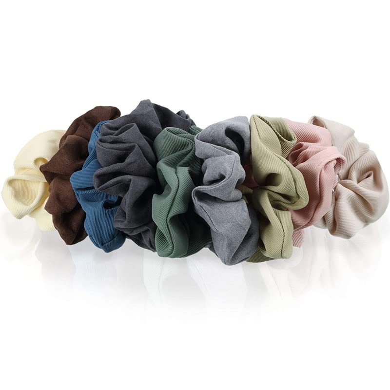 FAMEZA 9 Pieces Matte Scrunchies Hair Ties Thick Elastic Hair Bands Scrunchy Soft Small Colorful Hair Ropes Ponytail Holders Hair Accessories for Women Girls - Image 5