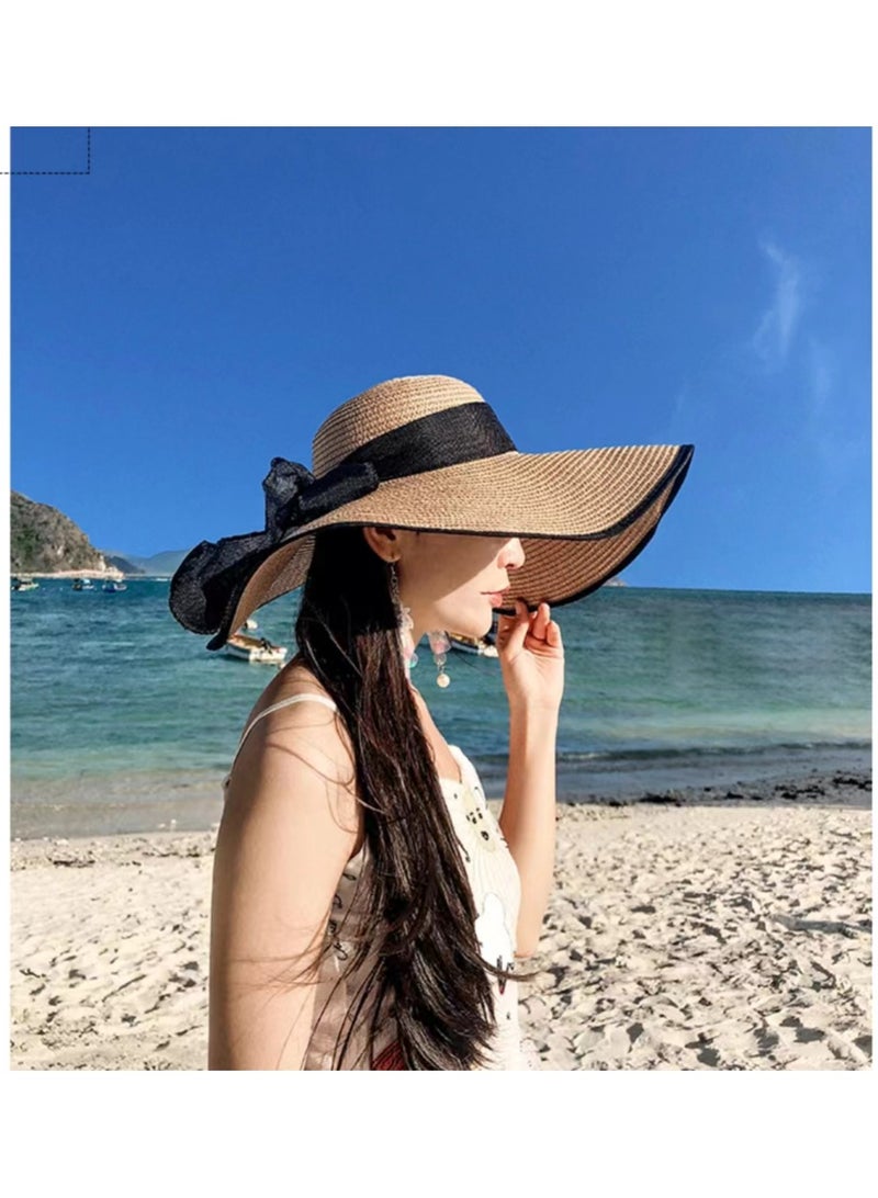 New women's wide brimmed straw woven Panama hat, soft fur hat, beach sun hat, women's straw hat  - Image 5