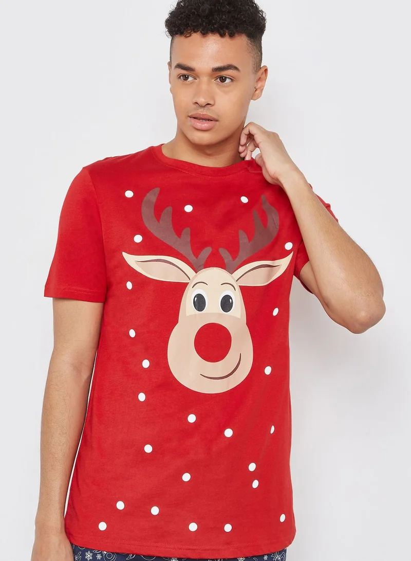 NEW LOOK Reindeer Pyjama Set