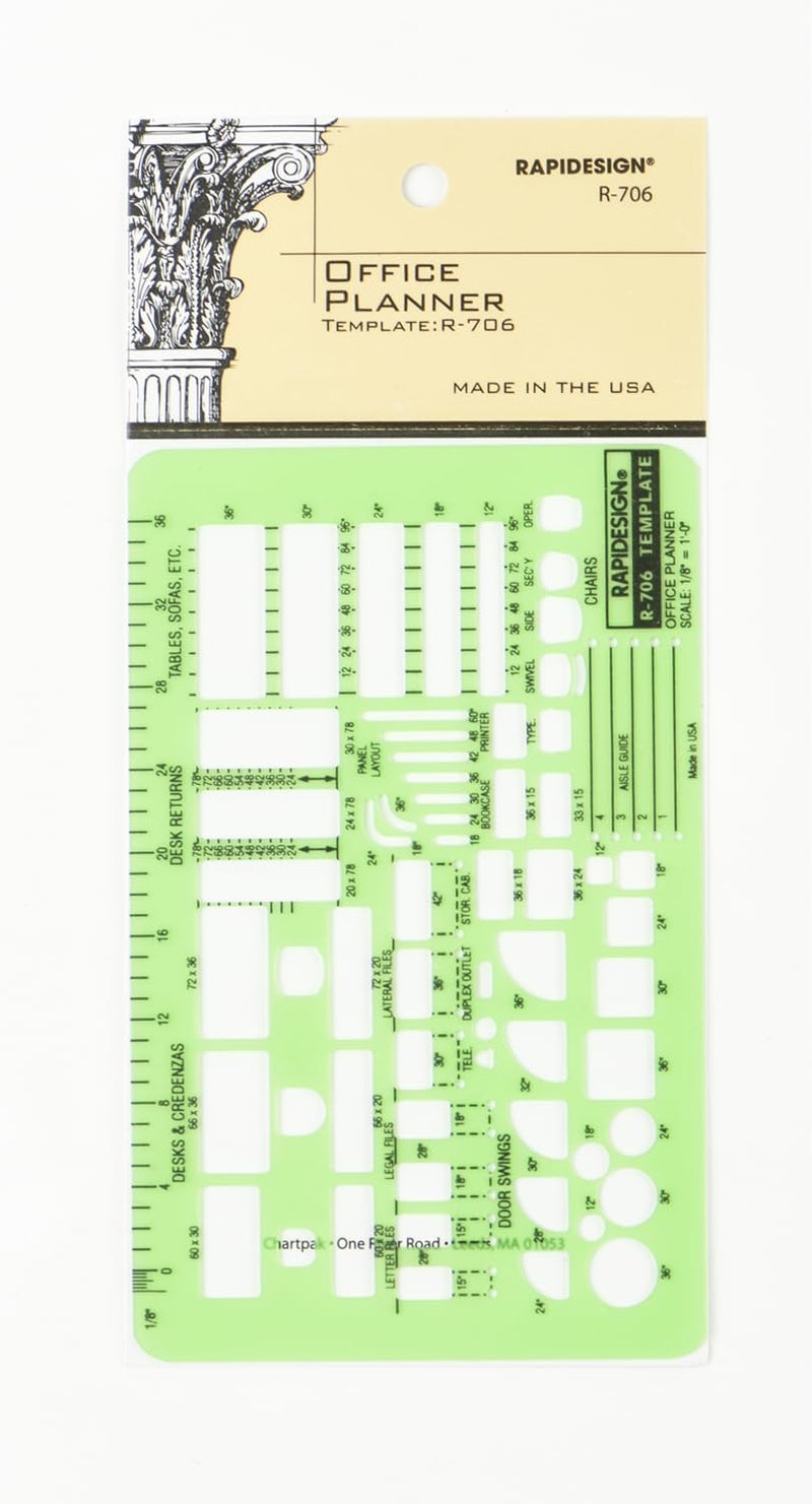 Office Planner Template, 1/8 Inch Scale, 1 Each (R706)
