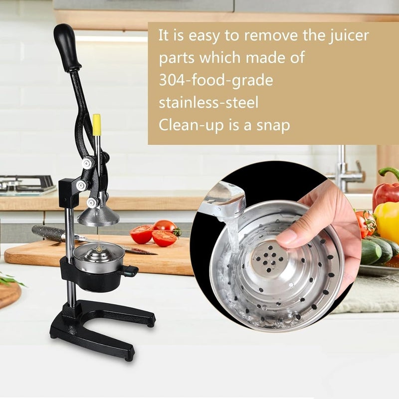 R RUNILEX R Runilex Metal Heavy Duty Hand Press Citrus Juicer Cold Press Juice Machine Manual Fruit Juicer Orange Squeezer For Home 40 x 39 x 172 CM Black  - Image 5