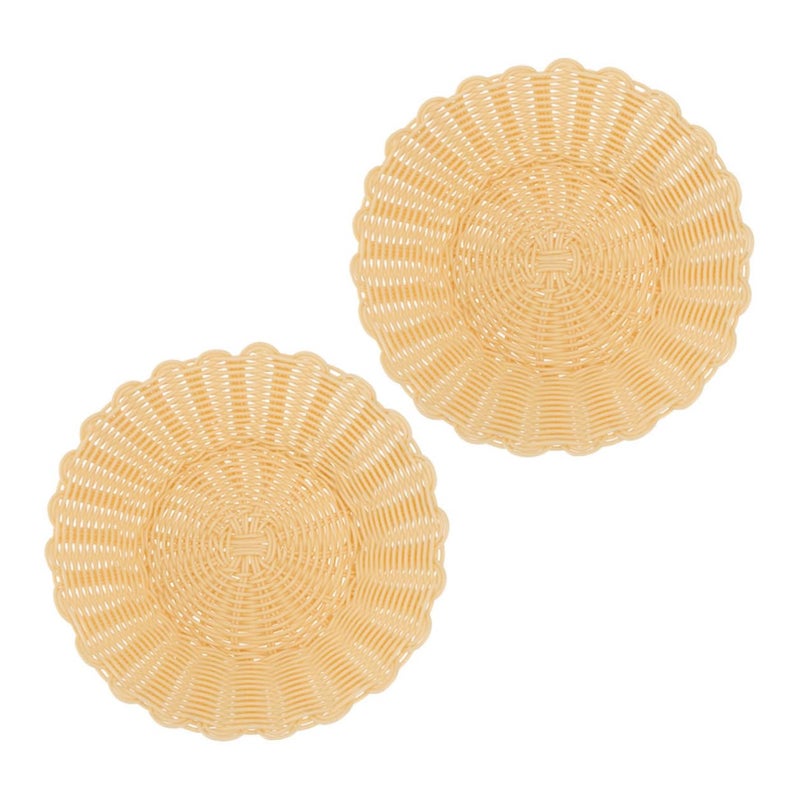 Small 18x7cm Woven Fruit Basket Set 2 Pieces Kitchen Tabletop Organizer - Image 2