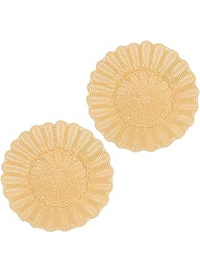 Small 18x7cm Woven Fruit Basket Set 2 Pieces Kitchen Tabletop Organizer - Image 1