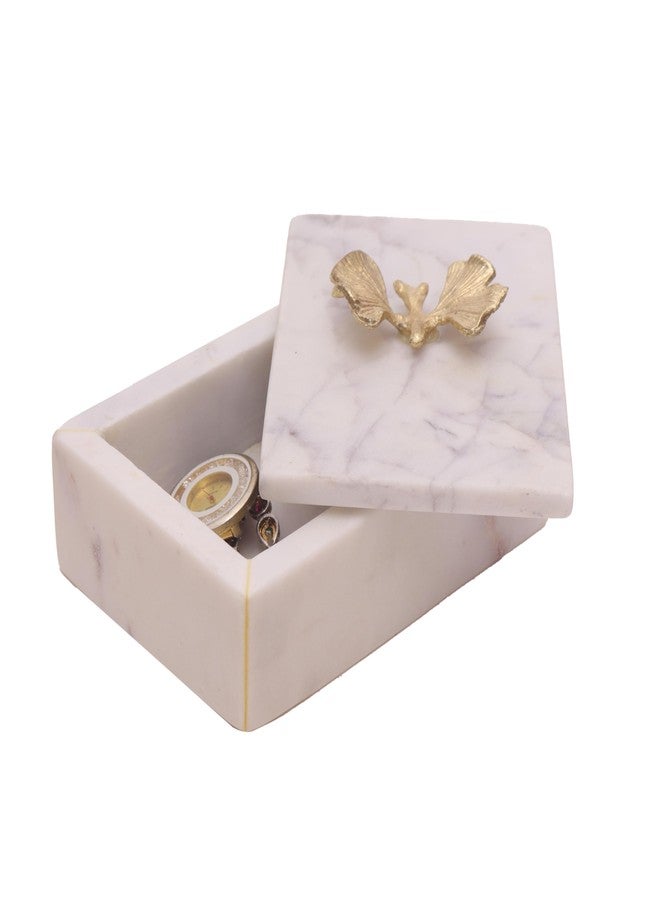 DECORAGE White Marble Jewelry Box | Jewel Case with Gold Butterfly Handle | Long Lasting Multipurpose Organizer for Jewelry, Dry Fruits, Chocolates & Keepsakes | Premium Home Décor Gift Box - Image 3