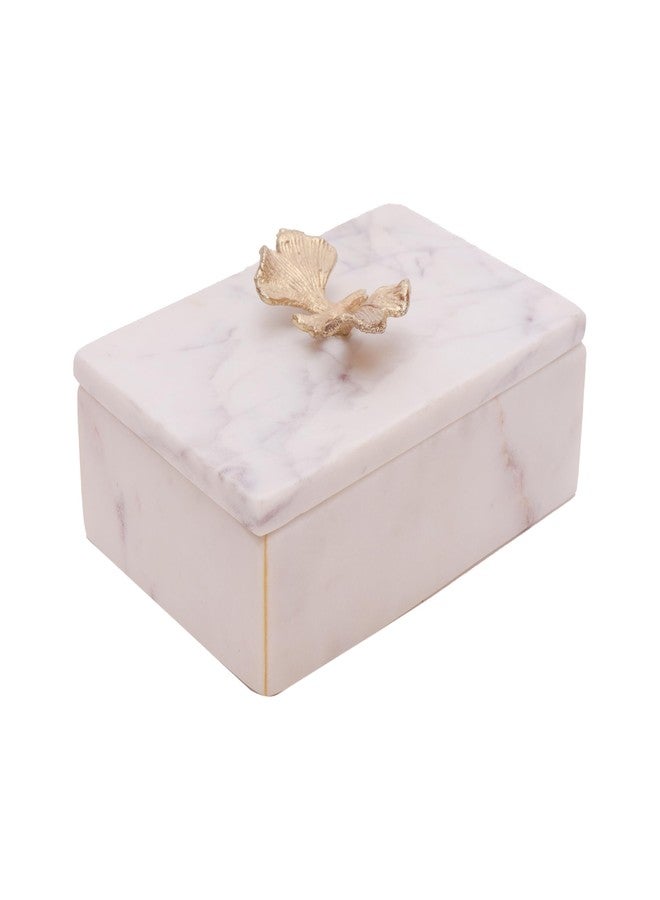 DECORAGE White Marble Jewelry Box | Jewel Case with Gold Butterfly Handle | Long Lasting Multipurpose Organizer for Jewelry, Dry Fruits, Chocolates & Keepsakes | Premium Home Décor Gift Box - Image 2