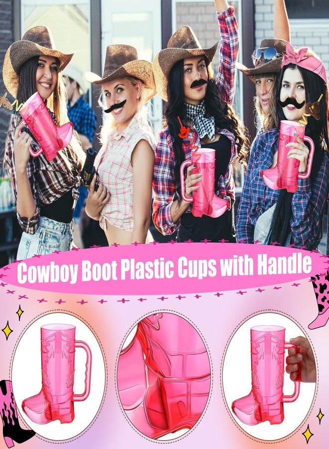 Sliner 30 Pcs Cowboy Party Favors Include 6 20 oz Cowboy Boot Mug Cup 6 Cowgirl Plastic Straws 6 Paisley Bandanas 12 Fake Mustaches for Western Theme Birthday Party Decorations Supplies(Sweet Color) - Image 3