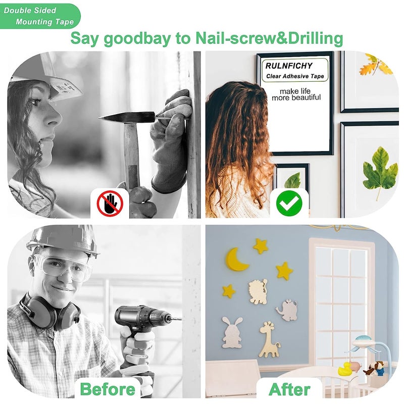 Goodern 2 Pcs 5M Multipurpose Double Sided Adhesive Tape Set,Adjustable Nano Mounting Tape,Home Transparent Tape Durable Kitchen Wall Sticker Adhesive Tape Nano Carpet Two Sides Clear Mounting Tools - Image 4