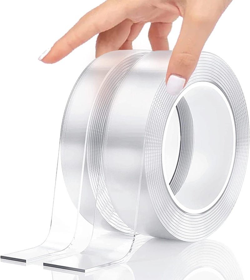 Goodern 2 Pcs 5M Multipurpose Double Sided Adhesive Tape Set,Adjustable Nano Mounting Tape,Home Transparent Tape Durable Kitchen Wall Sticker Adhesive Tape Nano Carpet Two Sides Clear Mounting Tools - Image 1