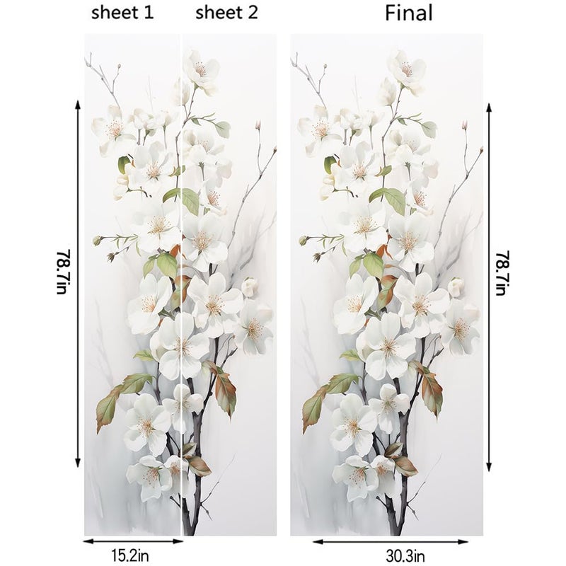 REDAMANCY White Cherry Flowers Tree Peel and Stick Door Vinyl 3D Mural Decals Self-Adhesive, Waterproof, Removable - Image 2