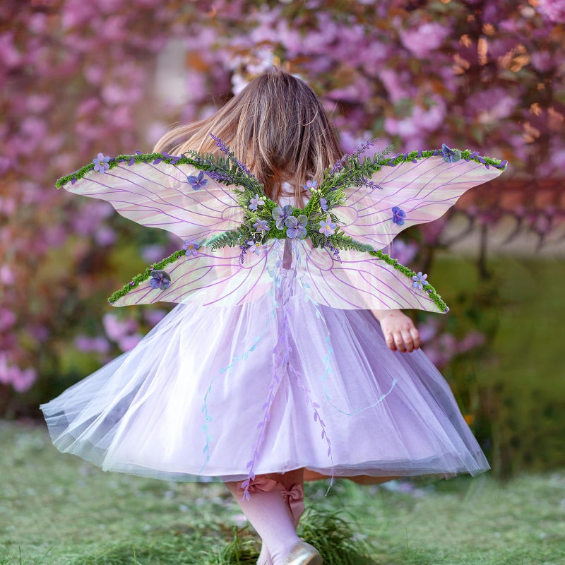 RENEMEGO Purple Fairy Wings Adult Women - Butterfly Wings Mother Nature Costume Woodland Elf Wings with Purple Flowers Leaves and Vines for Renaissance Renfaire Party Favor Fantasy Photoshoot Cosplay - Image 3