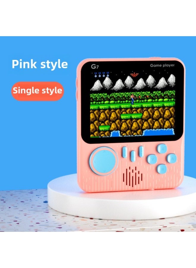 Generic Handheld Game Machine Ultra-thin G7 Macaron Game Machine Nostalgic 666 Game HD Color FC Game Machine-Model:Quality-Singles/Pink (built-in 666 Games)  - Image 1