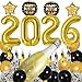 KALOR New Years Eve Party Supplies 2026 Huge 2026 Balloons Black Gold Banner Bottle Goblet Star Balloons Tassels Hanging for New Years Eve Party Decorations - Image 2