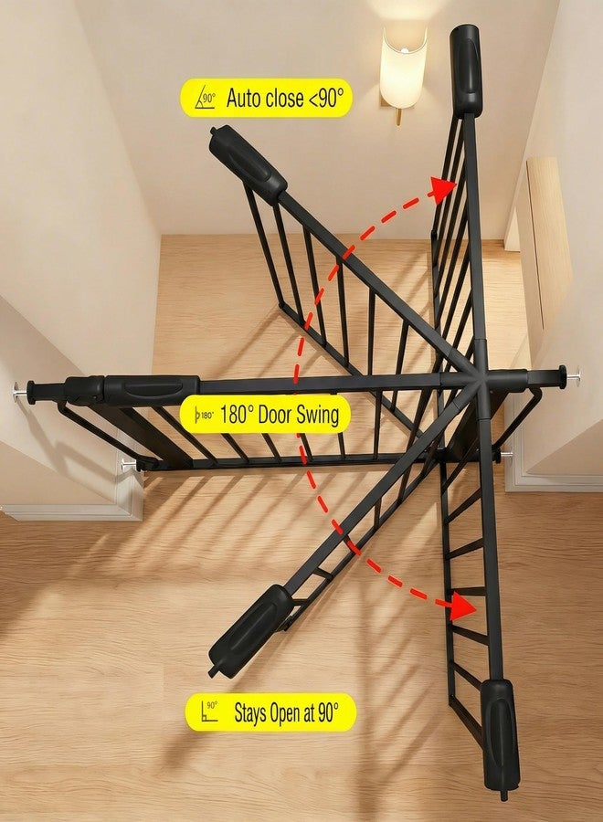 COSEND 24-27 Inch Narrow Baby Gate, Tension Pet Dog Gates Indoor for Stairs Doorways, Black Metal Safety Gate Indoor for Kids and Pets - Image 4