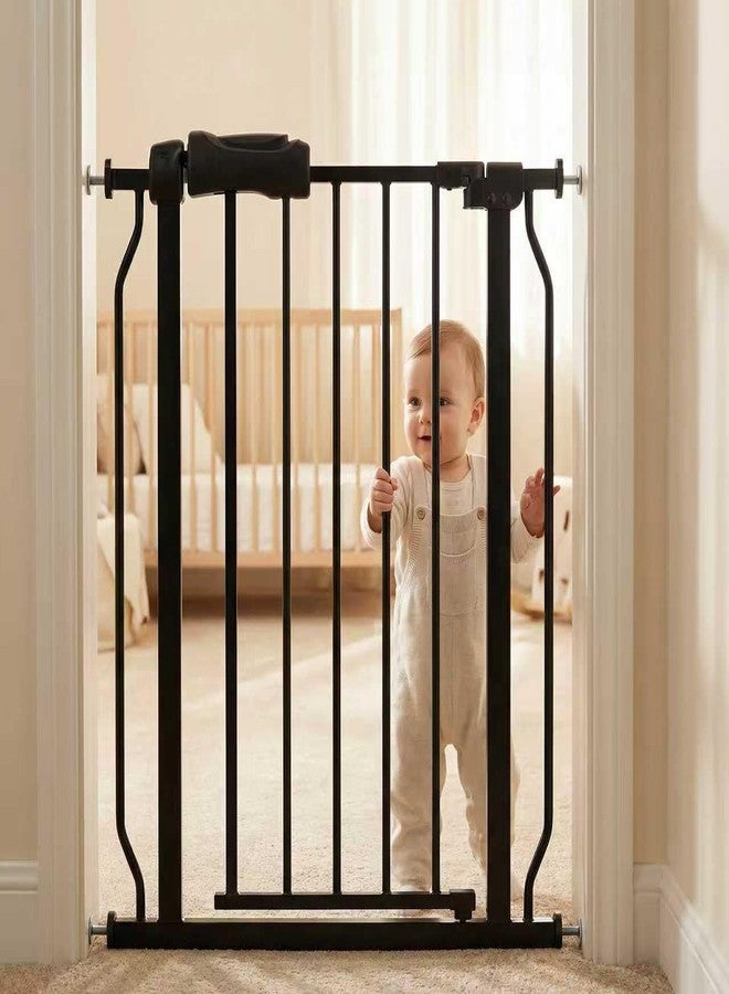 COSEND 24-27 Inch Narrow Baby Gate, Tension Pet Dog Gates Indoor for Stairs Doorways, Black Metal Safety Gate Indoor for Kids and Pets - Image 1