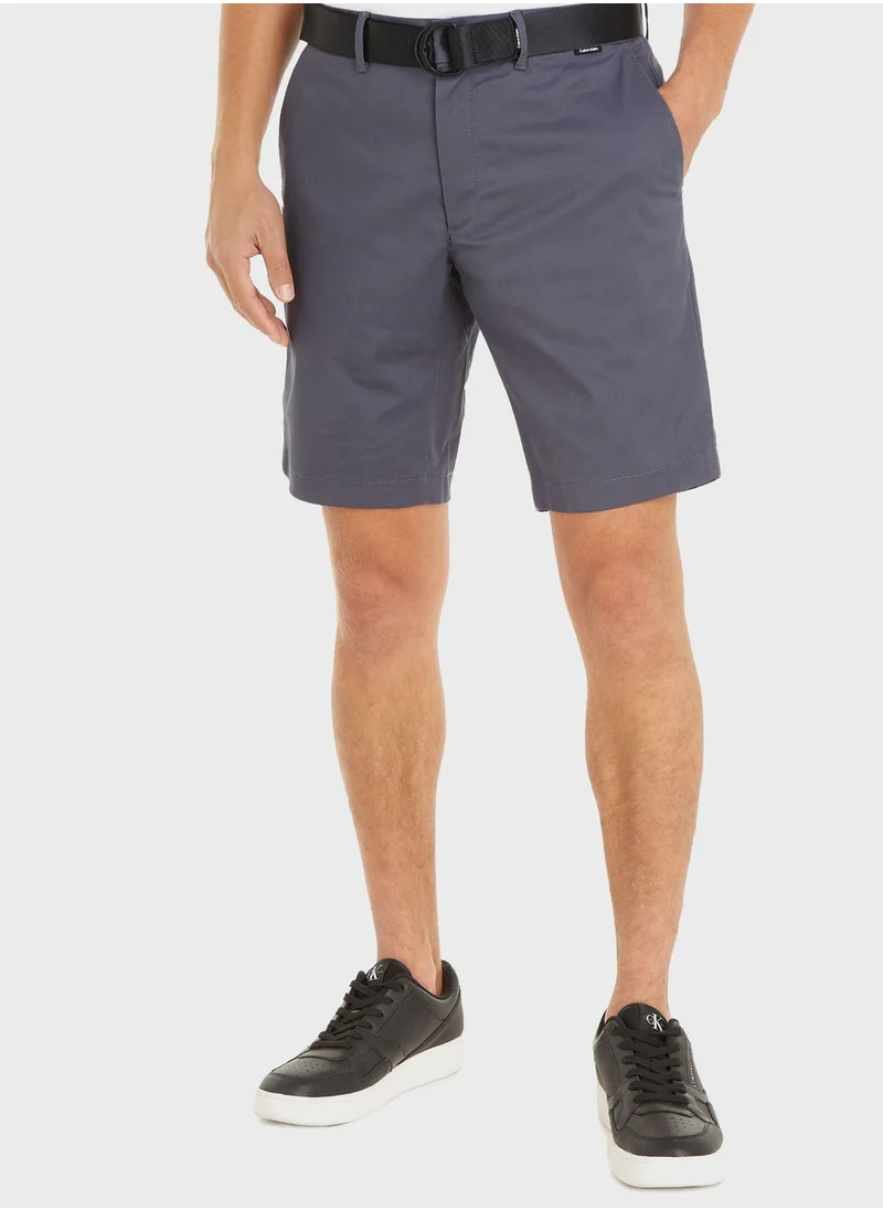 CALVIN KLEIN Modern Twill Slim Shorts With Belt