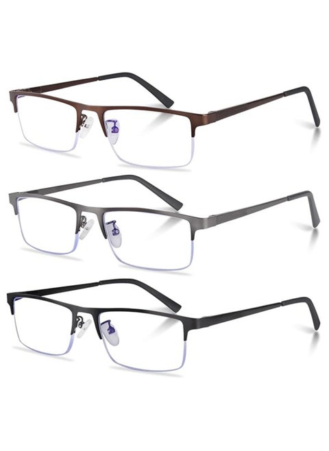 Reading Glasses for Men, Lightweight Metal Half Frame Blue Light Blocking Computer Readers