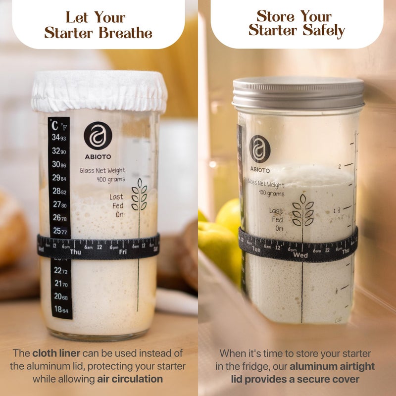 ABIOTO Sourdough Starter Kit with 9" Round Banneton Proofing Basket and 24oz Starter Jar - Beginner-Friendly Sourdough Bread Baking Supplies and Baking Gifts for Women, Men, and Bread Bakers - Image 2
