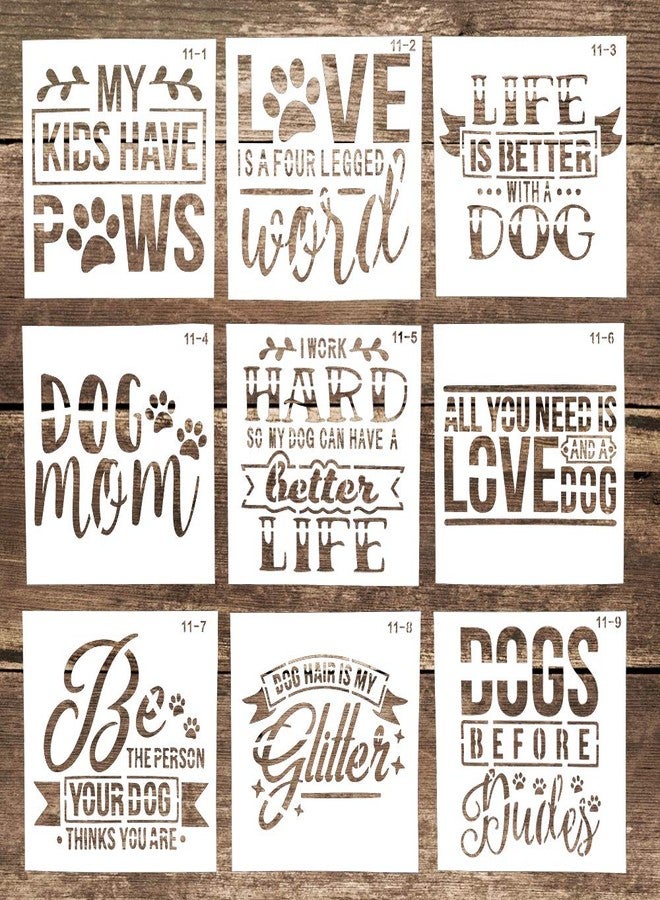 SLGIFT DIY Decorative Reusable Dog Letter Stencil Template for DIY Crafts Scrabooking Painting on Cake, Wood,Canvas,Floor,Wall,Tile (5.9 x 5.9 Inch), Set of 9 - Image 1