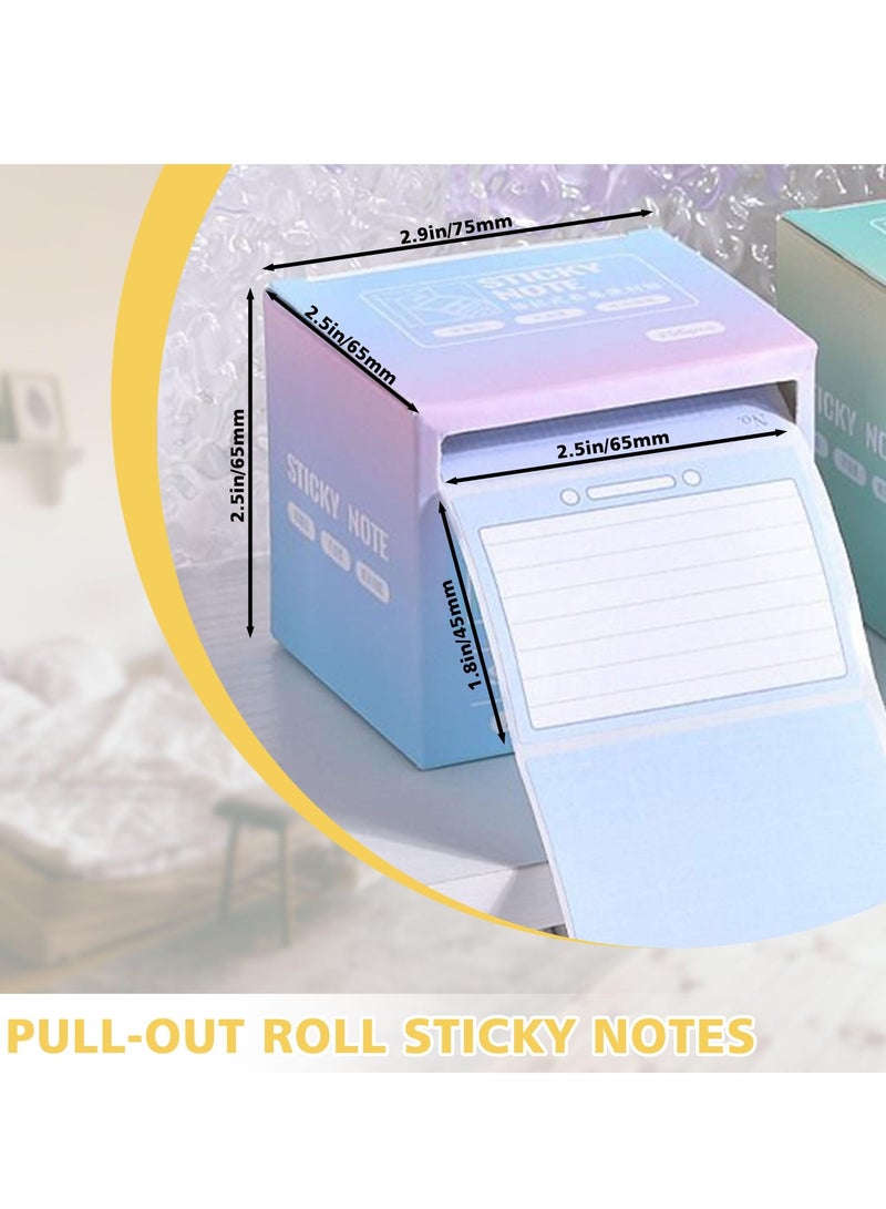 Excefore 2 Sticky Notes Roll Tape Dispensers - 512 Sheets of 1.7 x 2.4 Inch Full Adhesive Sticky Notes - Self-Stick Memo Pads for Noting and Writing (Blue & Green) - Image 2