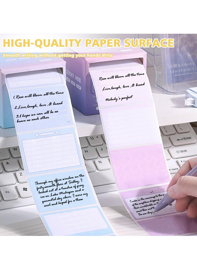Excefore 2 Sticky Notes Roll Tape Dispensers - 512 Sheets of 1.7 x 2.4 Inch Full Adhesive Sticky Notes - Self-Stick Memo Pads for Noting and Writing (Blue & Green) - Image 4