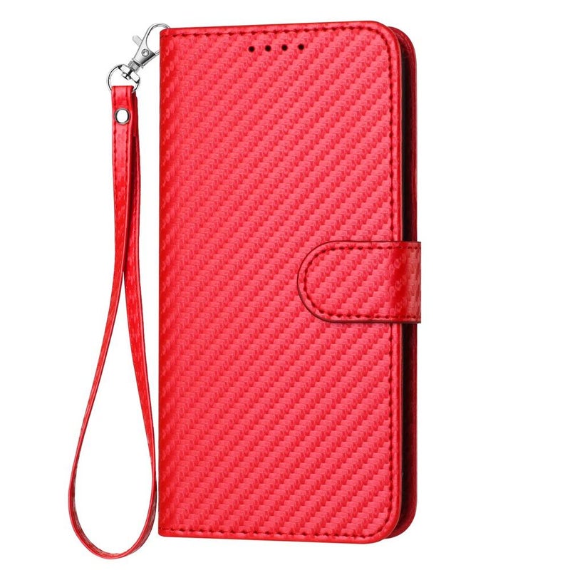 erorex For Infinix Note 50s YX0070 Carbon Fiber Buckle Leather Phone Case with Lanyard(Red) - Image 2