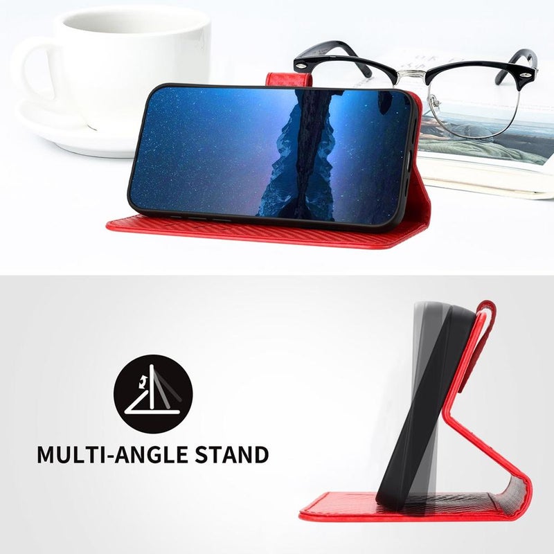 erorex For Infinix Note 50s YX0070 Carbon Fiber Buckle Leather Phone Case with Lanyard(Red) - Image 4