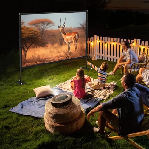 STWUI Outdoor Projector Screen with Stand - 120 Inch Portable Projector Screen Indoor and Outdoor Projector Screens 16:9 4K HD Wrinkle Free Lightweight Movie Screen with Carry Bag,Enioy Movie Nights - Image 2