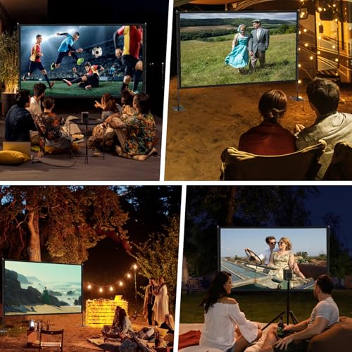 STWUI Outdoor Projector Screen with Stand - 120 Inch Portable Projector Screen Indoor and Outdoor Projector Screens 16:9 4K HD Wrinkle Free Lightweight Movie Screen with Carry Bag,Enioy Movie Nights - Image 4