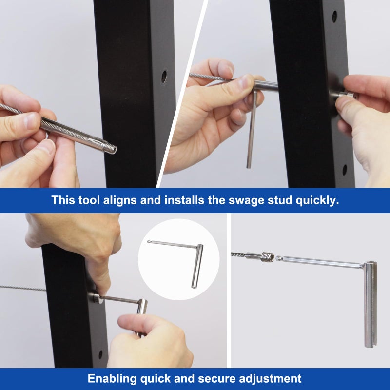 BLIKA Upgraded 20 Pairs 1/8" Invisible Cable Railing Kit, Hidden Swage Tensioner and Ends for 2"x2", 4''x4'' Wood & Metal Posts, T316 Stainless Steel, 4''x4'' Deck Stair Cable Railing Hardware - Image 3