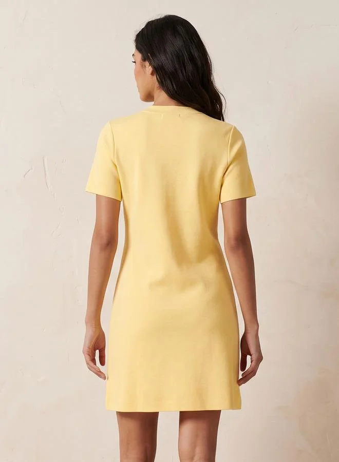 Splash FAV YELLOW Youth Textured Dress with V-neck for Women | Best Price UAE
