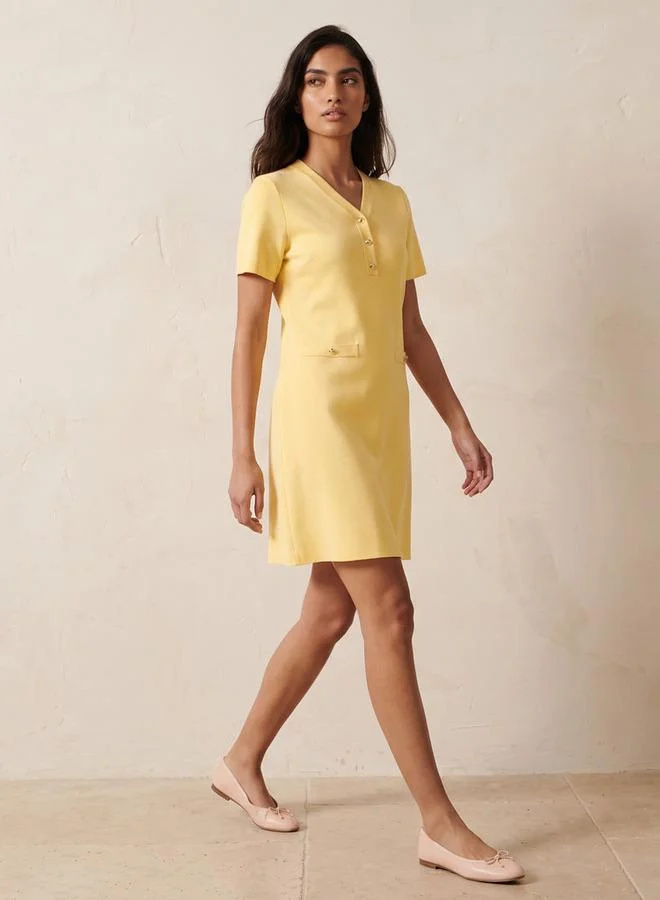 Splash FAV YELLOW Youth Textured Dress with V-neck for Women | Best Price UAE