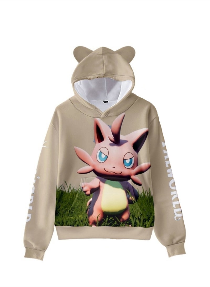 Palworld Phantom Beast Pallu 3D Digital Printing Cat Ears Hooded Sweatshirt - Image 1