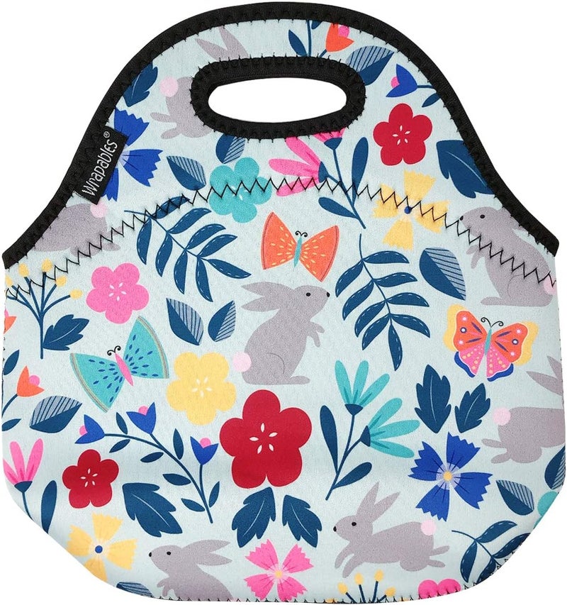 Wrapables Insulated Neoprene Lunch Bag Floral Rabbits - Image 3