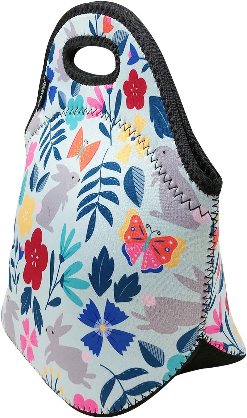 Wrapables Insulated Neoprene Lunch Bag Floral Rabbits - Image 2