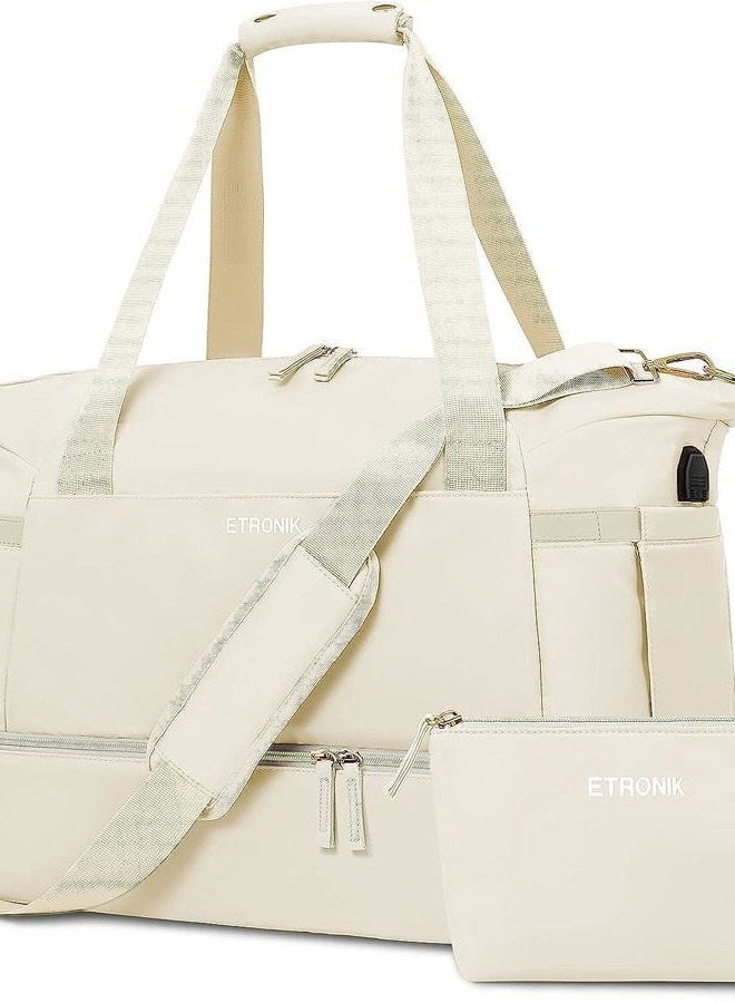 ETRONIK Gym Duffel Bag for Women, A-Beige, NO, Gym Bag Travel Bag - Image 4