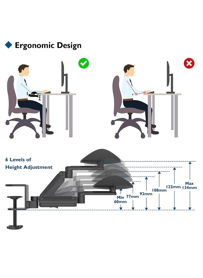 Generic Ergonomic Arm Rest Support for Desk Armrest Pad Rotating Wrist Rest Holder, Extendable  Adjustable, Aluminum Material  - Image 4