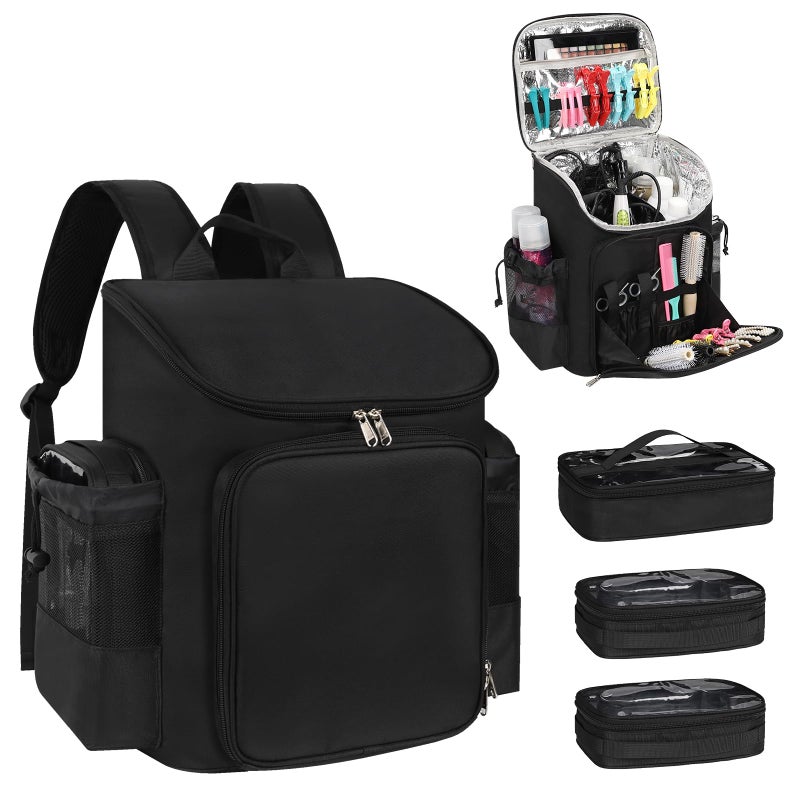 CUBETASTIC Hairstylist Traveling Bag Large Capacity Barber Travel Backpack Hairdresser Bag with Adjustable Dividers Hair Tools Travel Case Professional Cosmetology Bags for Supplies Hair Stylist Must Haves 