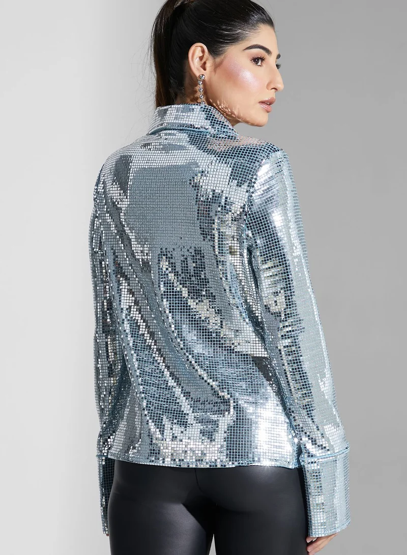 TOPSHOP Tailored Sequin Shirt