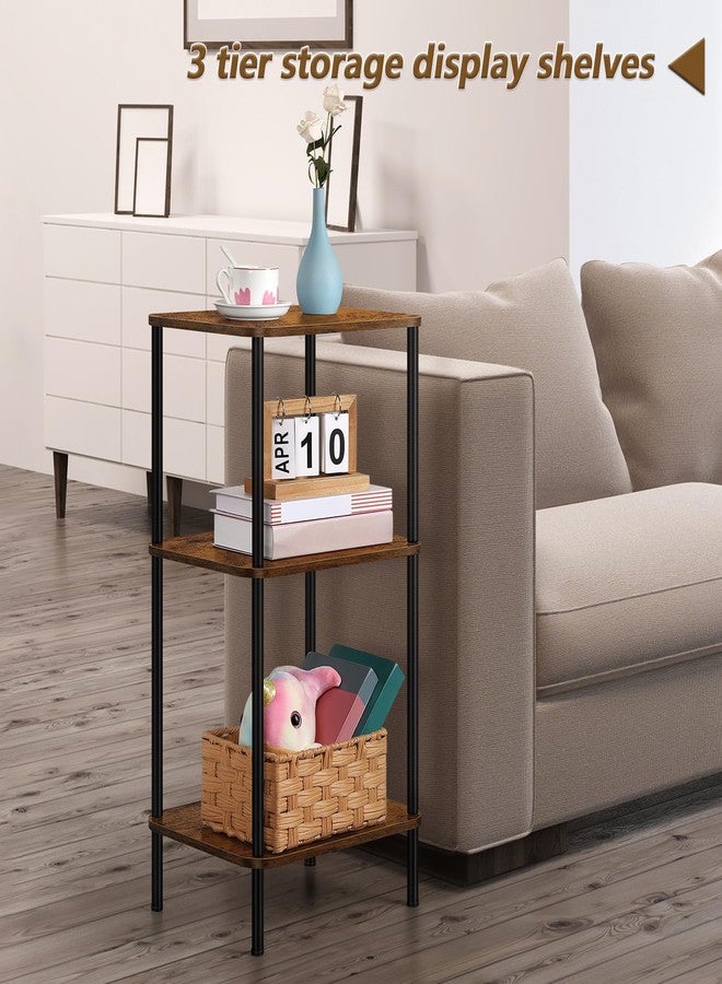 smusei Small End Table Stand 3 Tier Telephone Table Tall End Table 30 Inches High with Storage Shelves Bed Side Table Living Room Nightstand for Bedroom, Office, Sofa Couch, Rustic Brown - Image 5