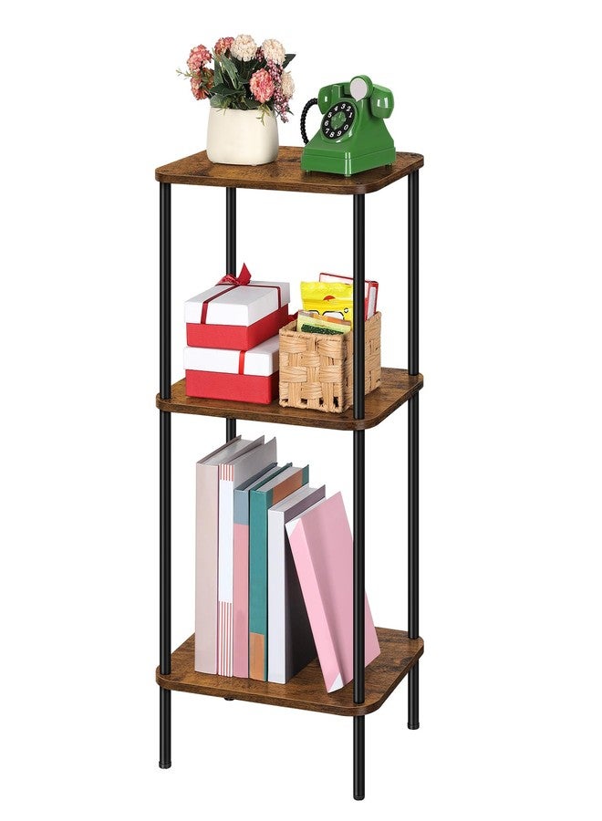 smusei Small End Table Stand 3 Tier Telephone Table Tall End Table 30 Inches High with Storage Shelves Bed Side Table Living Room Nightstand for Bedroom, Office, Sofa Couch, Rustic Brown - Image 1