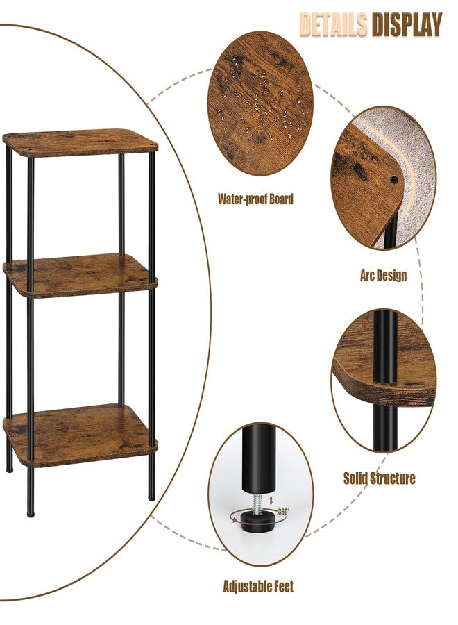 smusei Small End Table Stand 3 Tier Telephone Table Tall End Table 30 Inches High with Storage Shelves Bed Side Table Living Room Nightstand for Bedroom, Office, Sofa Couch, Rustic Brown - Image 4
