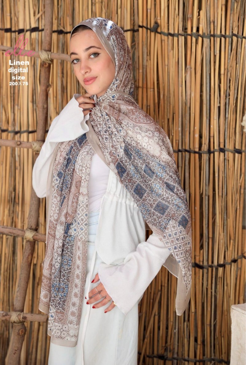 طرحة وشاح حجاب إسلامي قطن لينين فاخر للنساء – تصميم أنيق للمناسبات والاستخدام اليومي – مقاس 200 × 75 سم