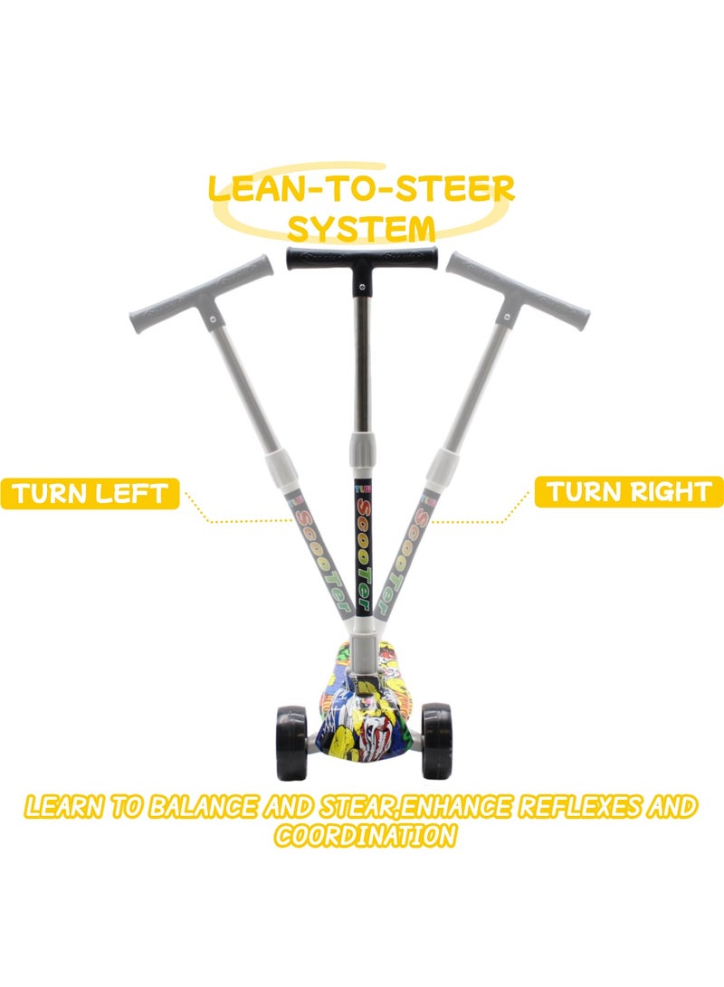 إيزي فيتشور سكوتر EASY FUTURE القابل للطي للأطفال بمقبض قابل لتعديل الارتفاع، وعجلات LED من البولي يوريثان، وفرامل خلفية وموسيقى - مثالي للأعمار من 3 إلى 8 سنوات - Image 4