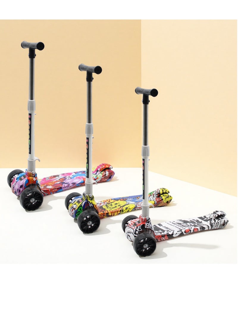 إيزي فيتشور سكوتر EASY FUTURE القابل للطي للأطفال بمقبض قابل لتعديل الارتفاع، وعجلات LED من البولي يوريثان، وفرامل خلفية وموسيقى - مثالي للأعمار من 3 إلى 8 سنوات - Image 5