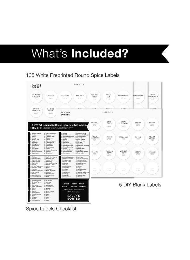 Savvy & Sorted - Minimalist Round Spice Labels For Lids 140 Spice Jar Labels For Spice Containers Waterproof Kitchen Labels For Spice Jars Spice Organization Labels Herb Seasoning Pantry Labels - Image 1
