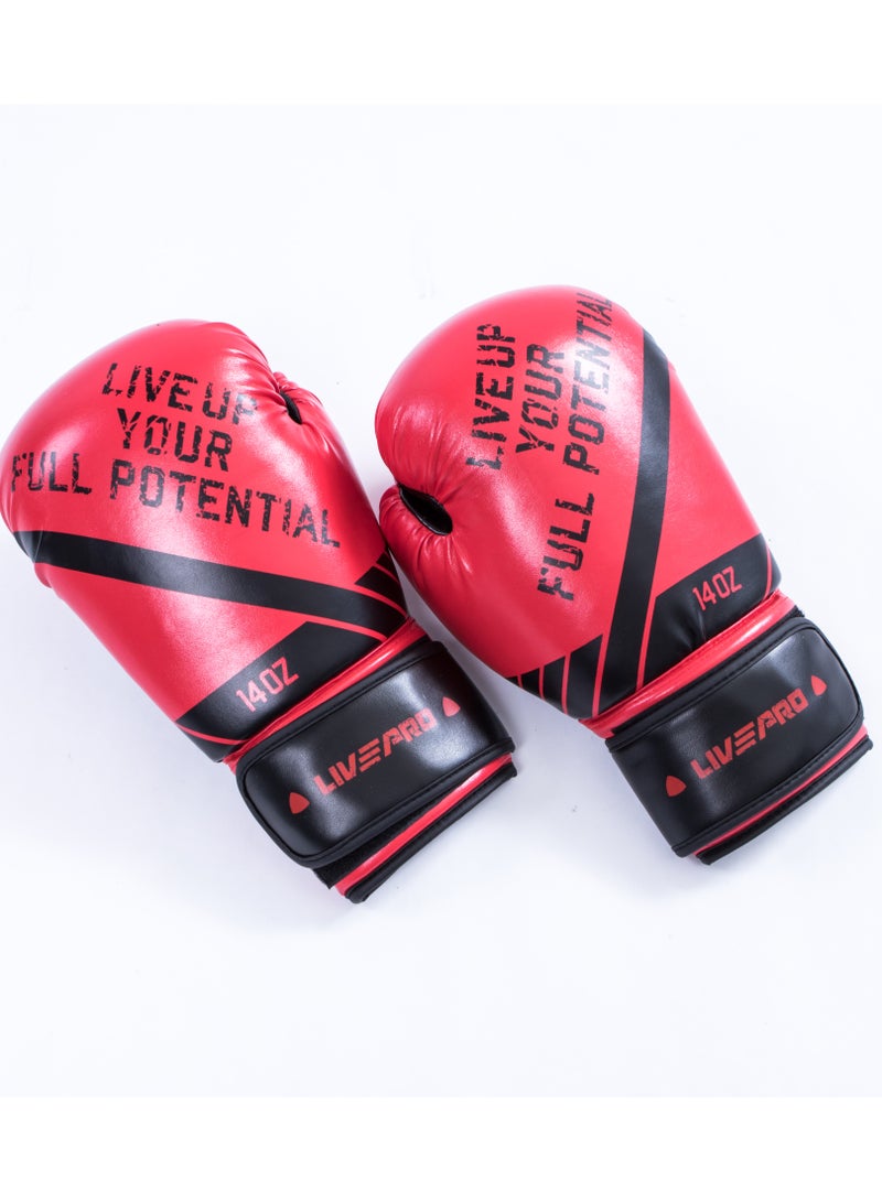 ليف برو زوج من قفازات الملاكمة الاحترافية بأصابع كاملة، 14OZ  لون أحمر/ اسود - Image 3